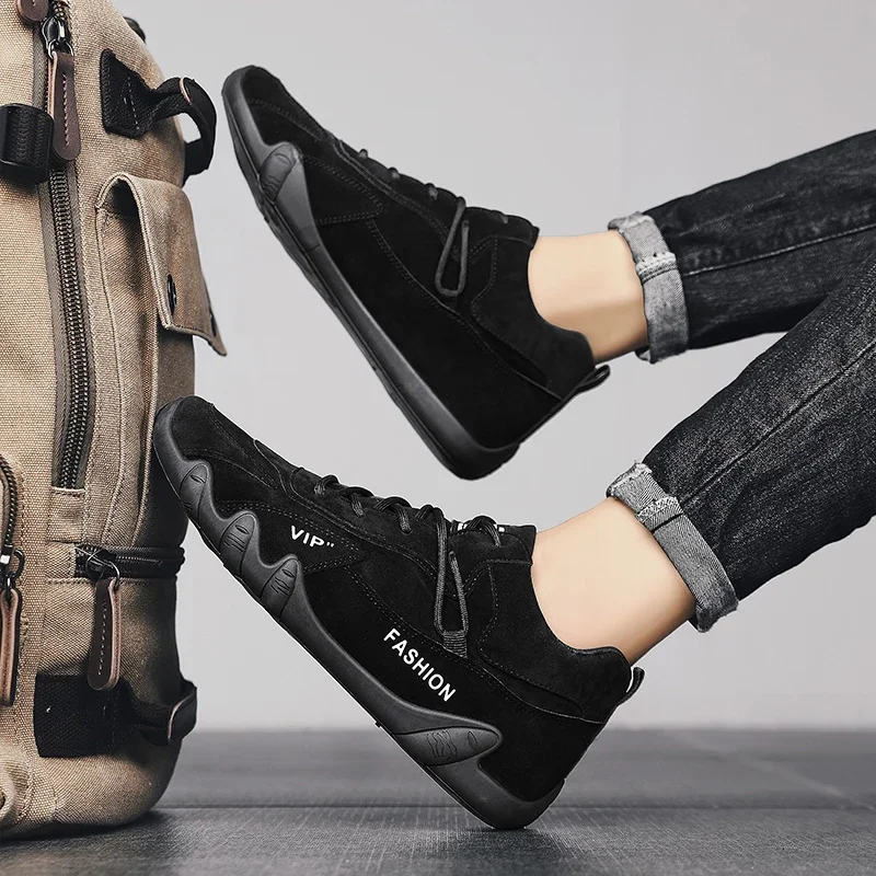 Stivaletti per uomo 2025 Primavera Uomo Casual Sneakers Antiscivolo Khaki Lavoro Scarpe da uomo Stivaletti Mocassini Lace Up Zapatillas Hombre 5