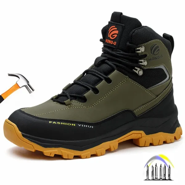 scarpe antinfortunistiche uomo sneakers antinfortunistiche da lavoro impermeabili stivali alti antiforatura Scarpe da lavoro scarpe da lavoro con punta in acciaio con protezione 1