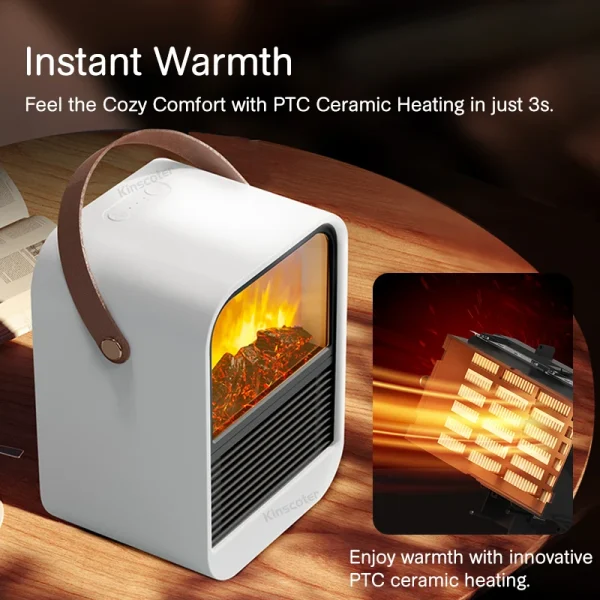 Camino Riscaldatore elettrico Ventilatore caldo Ventilatore portatile Desktop domestico Riscaldamento domestico Stufa Radiatore Scaldavivande Macchina 5