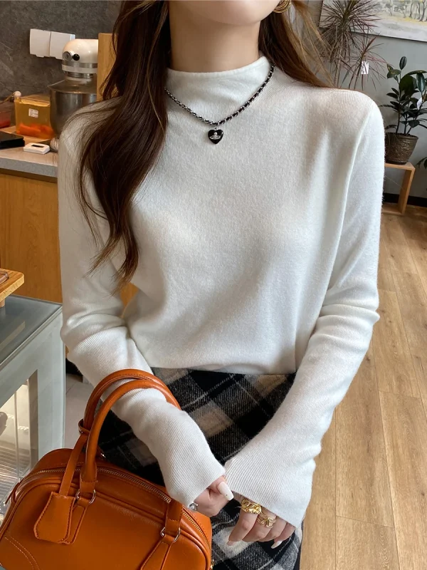 Moda donna nuove top solidi pullover lavorati a maglia da donna maglione dolcevita autunno inverno maglione lavorato a maglia con fondo a maniche lunghe ﻿ 3