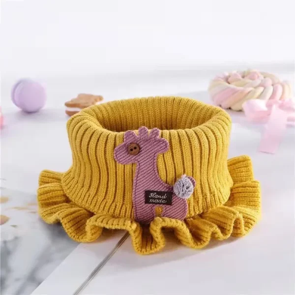 Sciarpa lavorata a maglia per bambini Cartone animato Giraffa Scaldacollo con volant Accessori per bambini per ragazze Colletto Cerchio Sciarpe calde invernali all'aperto 4