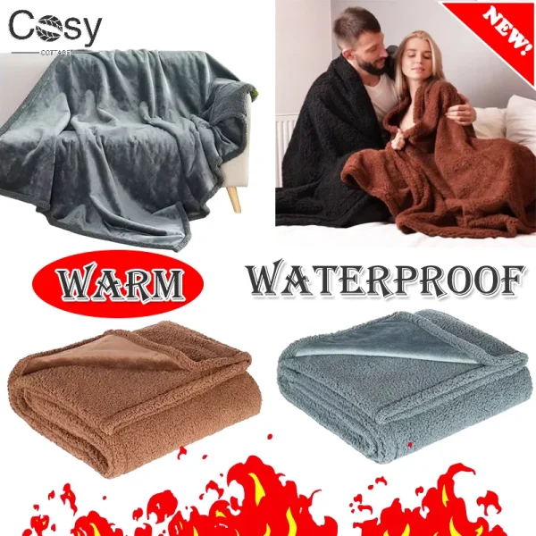 Coperta per animali domestici impermeabile coperta per cani a prova di pipì liquida per divano letto, copertura protettiva per mobili in pile Sherpa reversibile 1