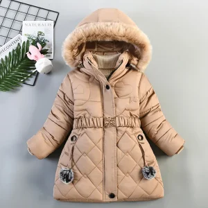 Giacca da ragazza autunno inverno Mantieni caldo Capispalla antivento con cappuccio Compleanno Natale Cappotto per ragazze 4 5 6 7 8 9 10 anni Abbigliamento per bambini 1