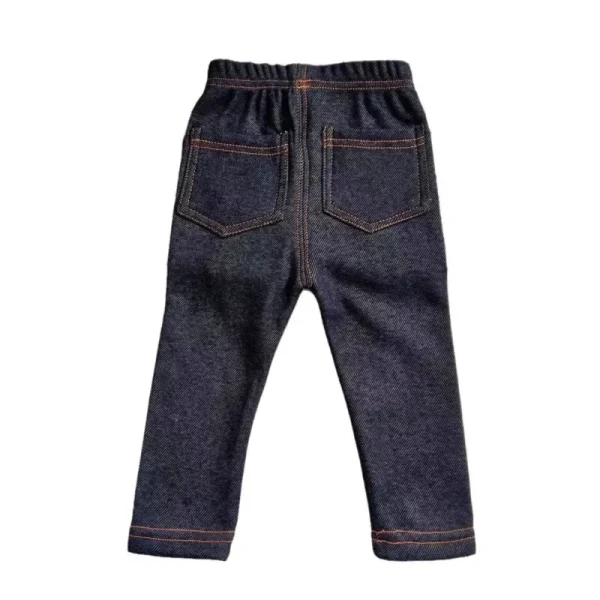 2025 Jeans invernali per bambini Ragazzi e ragazze Tinta unita Velluto sottile Cintura elastica Jeans Infantili Pantaloni in denim elastico1-6Y 6