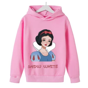Felpe con cappuccio per bambini calde autunnali e invernali, felpe con cappuccio per ragazzi e ragazze con motivo bianco come la neve Disney, comode magliette per bambini 1