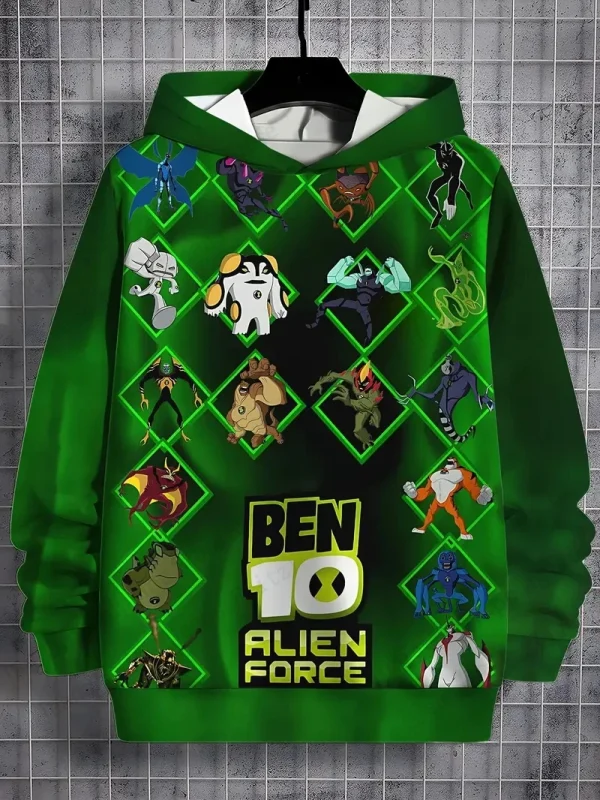 Cartoon Anime Ben 10 Felpe con stampa grafica 3d Uomo Donna Moda Felpa con cappuccio Ragazzi Ragazze Felpa Donna Felpe Uomo Tute Sport 2