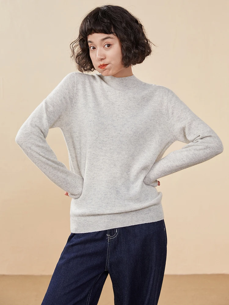 Nozioni di base Maglione da donna in cashmere Autunno Inverno Pullover lavorato a maglia da donna Solido manica lunga Colletto finto Abbigliamento Top Maglia elegante 1