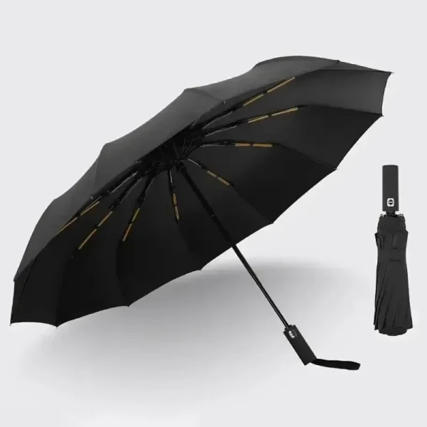 Ombrello da pioggia pieghevole automatico con colla nera da 1 pezzo, rinforzo e ispessimento per ombrellone di protezione dal sole e dalla pioggia 2