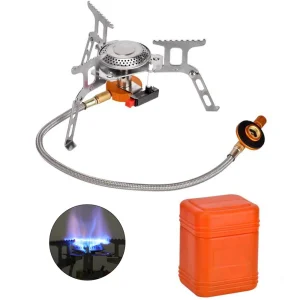 Fornello a gas da campeggio esterno Bruciatore ad alta potenza Riscaldatore per barbecue portatile Attrezzatura da cucina portatile turistica Forniture per picnic 1