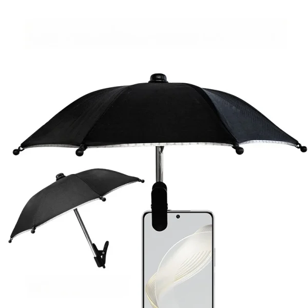 1 pezzo, parasole per telefono cellulare con clip piccola, adatto per spiaggia, fotografia e video, supporto per telefono cellulare per auto 2