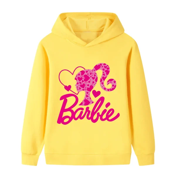 Felpe con cappuccio da esterno per bambini autunno creativo Barbie stampa moda felpe casual di alta qualità alla moda 6