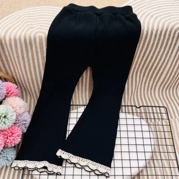 Pantaloni da ragazza con volant causale tutto-fiammifero solido adorabile e dolce primavera autunno elastico in vita alla caviglia taglio stivale stile principessa 2