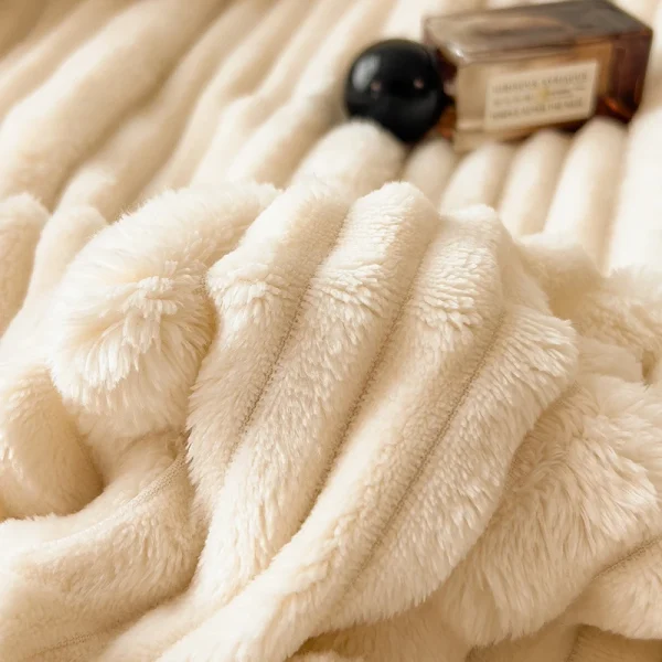 Imitazione coniglio peluche a righe tenere al caldo divano coperta autunno inverno calore coperte da letto morbido soffice pisolino scialle coperta regina 5