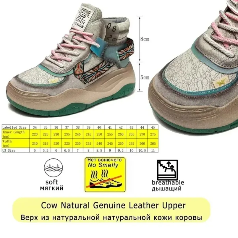 Fujin 5CM Sneakers con plateau in vera pelle Donna Lady Platform Causale Autunno Autunno Inverno Moda Sneakers Scarpe Stivaletti 2