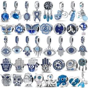 Charms Fit Pan Bracciale originale Blu Plata Of Ley 925 Ocean Series Charms Bracciale fai da te Creazione di gioielli con perline 100% S925 1