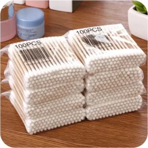 500 pz Doppia Testa Legno Tampone di Cotone Naso Orecchie Pulizia Donne Strumenti di Trucco Lipstik Germogli di Cotone Punta Bastoncillos Oidos 1