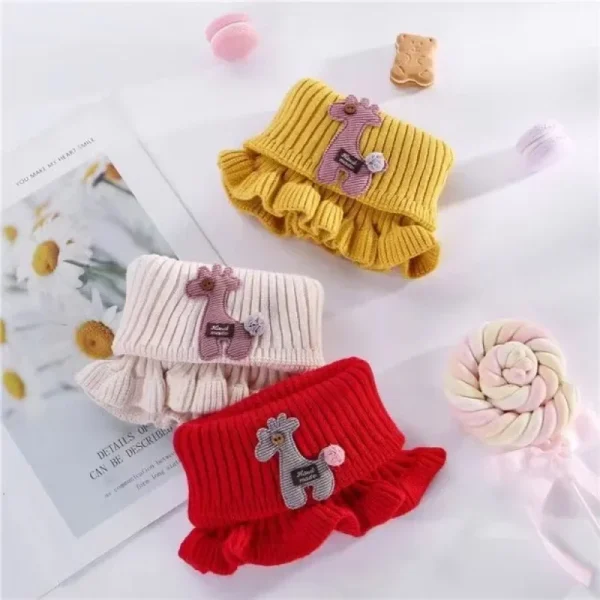 Sciarpa lavorata a maglia per bambini Cartone animato Giraffa Scaldacollo con volant Accessori per bambini per ragazze Colletto Cerchio Sciarpe calde invernali all'aperto 3