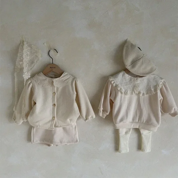Primavera autunno bambini cappotto solido ragazza bambino moda floreale manica lunga top ragazzo bambino cotone sciolto giacca Casual Costume da bambino 5