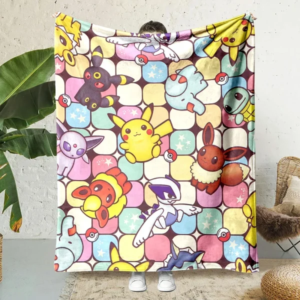 Pokemen-Eevee Cartoon coperta di flanella in stile giapponese morbida soffice coperta di peluche divano trapunta per ufficio tiro Picnic telo mare 5