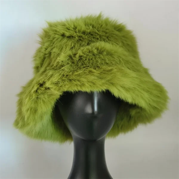 1 pz inverno cappello a secchiello in pelliccia sintetica caldo soffice peluche colorato morbido cappello invernale personalità pelliccia cappelli da pescatore per le donne cappello di peluche 6