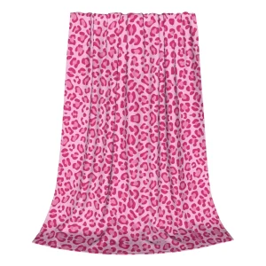 Coperta da tiro super morbida portatile con stampa in pile rosa leopardata per copriletto da camera da letto 1