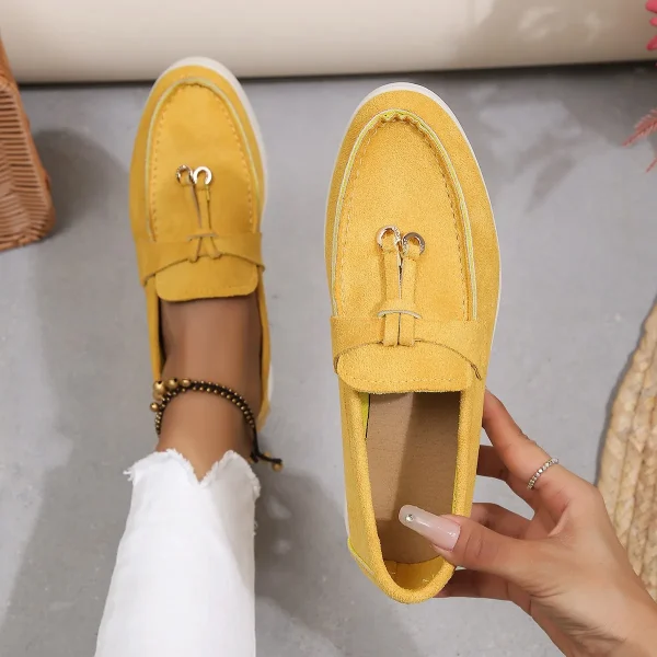 Mocassini da donna Slip OnShoes Casual Comodo Ufficio Piatto - Pelle morbida Retro Suola spessa Slip-On pigro per le passeggiate in spiaggia delle donne 5
