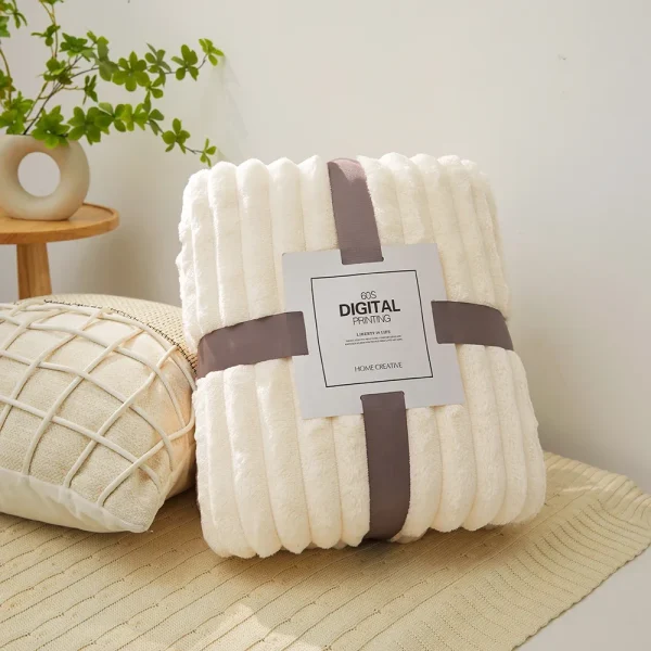 1pc soffice coperta di velluto corallo aria condizionata flanella peluche confortevole addensato e caldo morbido peluche coperta copriletto - immagine 2