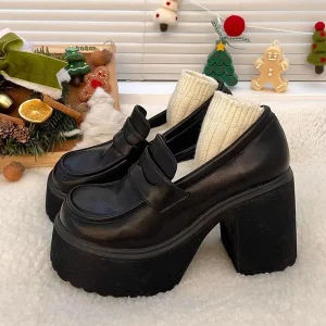 scarpe con suola spessa da donna Vendita calda Décolleté retrò da donna Tacchi alti Mocassini comfort moda Donna Uniforme Mary Jane Scarpe da donna ﻿ 1