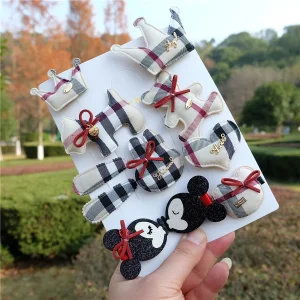 Set di fermagli per capelli scozzesi per neonate Forcine per animali dei cartoni animati Accessori per capelli per corona per bambini Archi per bambini Barrettes Principessa Nuovo 1