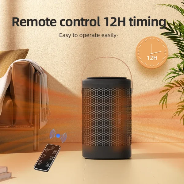 Termoventilatore elettrico PTC Scaldino portatile ad aria calda Bagno Soggiorno Riscaldamento Riscaldatore domestico con telecomando a 3 marce 2