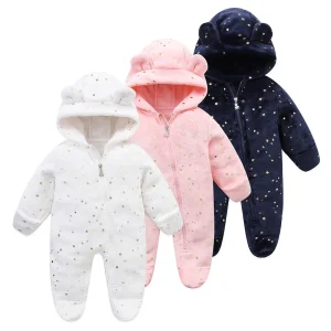 OLEKID 2025 Autunno Inverno Neonato tuta più velluto con cappuccio Bambini Neonata Pagliaccetti 0-1 anni Bambino Ragazzo Tuta Abiti 1