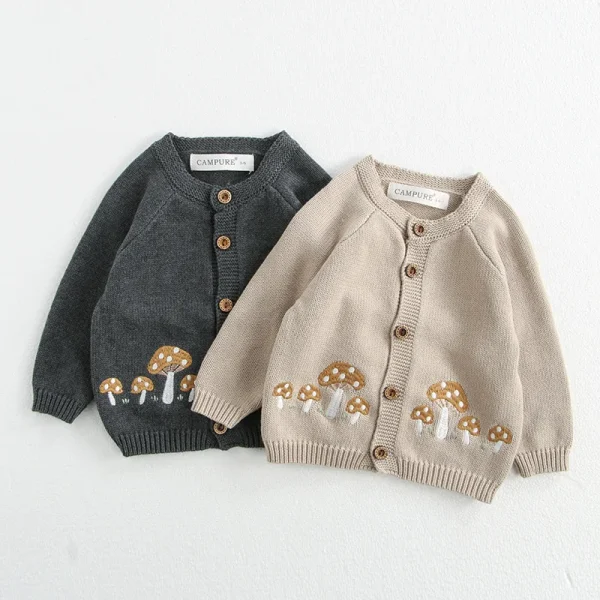 MILANCEL 0-3 Y 2024 autunno bambino maglione neonate fungo ricamo Cardigan bambino ragazzi cappotto lavorato a maglia tuta opzionale 2