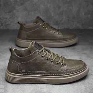 Scarpe casual da uomo in pelle Scarpe con plateau comfort per uomo che camminano scarpe vulcanizzate alla caviglia maschile Tenis Masculino 1