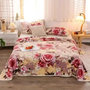 Coperta in pile scozzese con fiori - Stampa corallo, morbido e caldo copriletto in flanella per letti Queen/King (Inverno) 1
