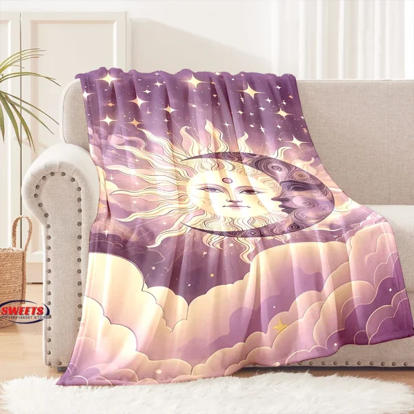 Coperta luna e sole di 6 dimensioni, comfort squisito, camera da letto, soggiorno, divano, coperta quattro stagioni, ufficio, pisolino, pausa, coperta da campeggio, regalo 1