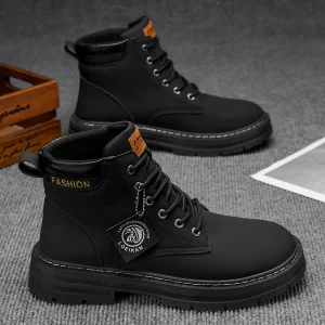 Stivali alti in denim da uomo, scarpe sportive casual, stivali da uomo alla moda e alla moda 1