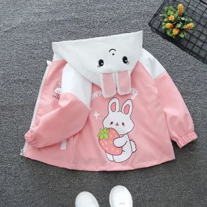 Adorabile coniglio - Giacche casual fantasia con cappuccio a forma di orecchio: ideale per ragazze dai 3 ai 10 anni in primavera e autunno 1