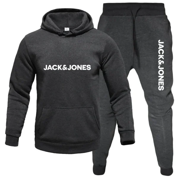 2025 Set con cappuccio da uomo autunno/inverno Set con cappuccio alla moda Set stampato casual caldo antivento adatto per set di attività all'aperto 6
