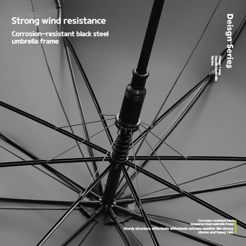 Ombrello a doppio uso per pioggia e sole con manico lungo a forma di fiore, protezione UV, protezione solare, ombrellone, ombrellone in vinile 4