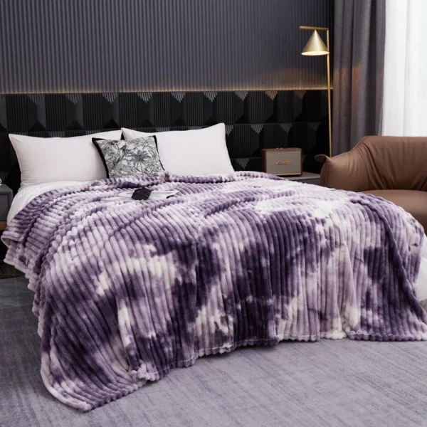 Coperta di alta qualità per letti Tintura per cravatte Manta calda Coperta singola/Queen/King in pile di flanella Thow Coperta per divano scozzese calda e spessa - immagine 4