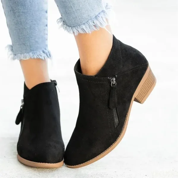 Stivaletti da donna 2022 Autunno Pelle scamosciata 6 Stivali moda donna Taglia 43 Stivali con plateau Stivaletti con tacco con cerniera laterale Botas De Mujer 5