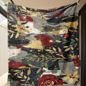 1 pezzo di coperta in pile floreale vintage ultralussosa: grande peluche per tutte le stagioni, morbida e calda con intricato motivo floreale e stella, 1