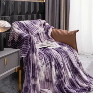 Coperta viola per tintura invernale per cravatta manta calda Singolo/Queen/King Plaid di alta qualità da 300 g/m2 per divano Coperta Thow 1