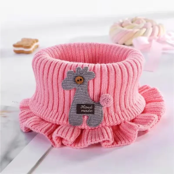 Sciarpa lavorata a maglia per bambini Cartone animato Giraffa Scaldacollo con volant Accessori per bambini per ragazze Colletto Cerchio Sciarpe calde invernali all'aperto 5