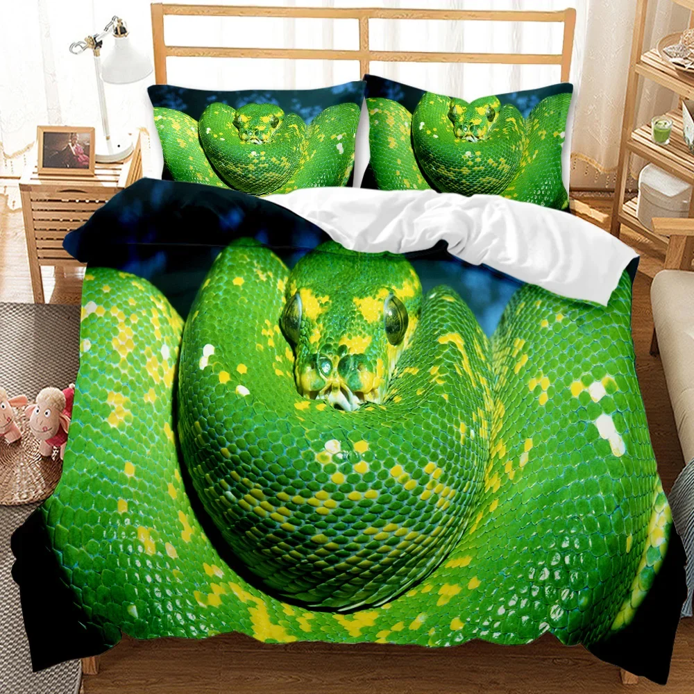 Set biancheria da letto serpente Set copripiumino Biancheria da letto 3D Biancheria da letto con stampa digitale Set biancheria da letto queen size Design alla moda 4