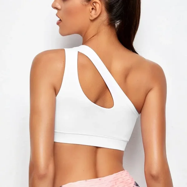 Reggiseno sportivo da donna Reggiseni fitness push up Reggiseno yoga antiurto monospalla Reggiseno da corsa yoga bianco nero Gilet sexy 2