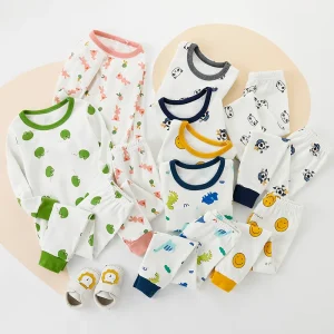 Vestiti autunnali per bambini Pantaloni autunnali Set di indumenti da notte per ragazzi e ragazze Maglioni di cotone Biancheria intima calda Vestiti per la casa dei bambini 1