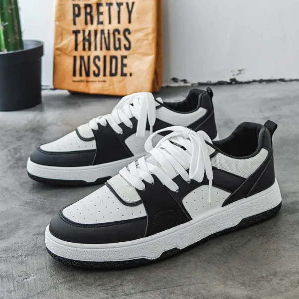 Scarpe da tavolo da uomo nuove autunnali Scarpe casual sportive Superficie in pelle traspirante Scarpe da uomo bianche con fondo spesso versatile alla moda per giovani 3