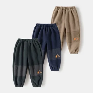 Pantaloni per bambini ispessiti HoneyCherry, pantaloni casual da ragazzo, pantaloni con risvolto caldi per esterni, pantaloni per bambini autunnali e invernali per bambini 1