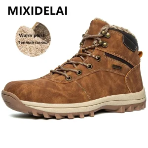 Stivali invernali da uomo impermeabili Peluche Stivali da neve super caldi per uomo Sneakers Big Size 49 Stivaletti da uomo Scarpe da esterno Botas Hombre 1